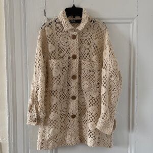 Zara Women's Cream Crochet Jacket